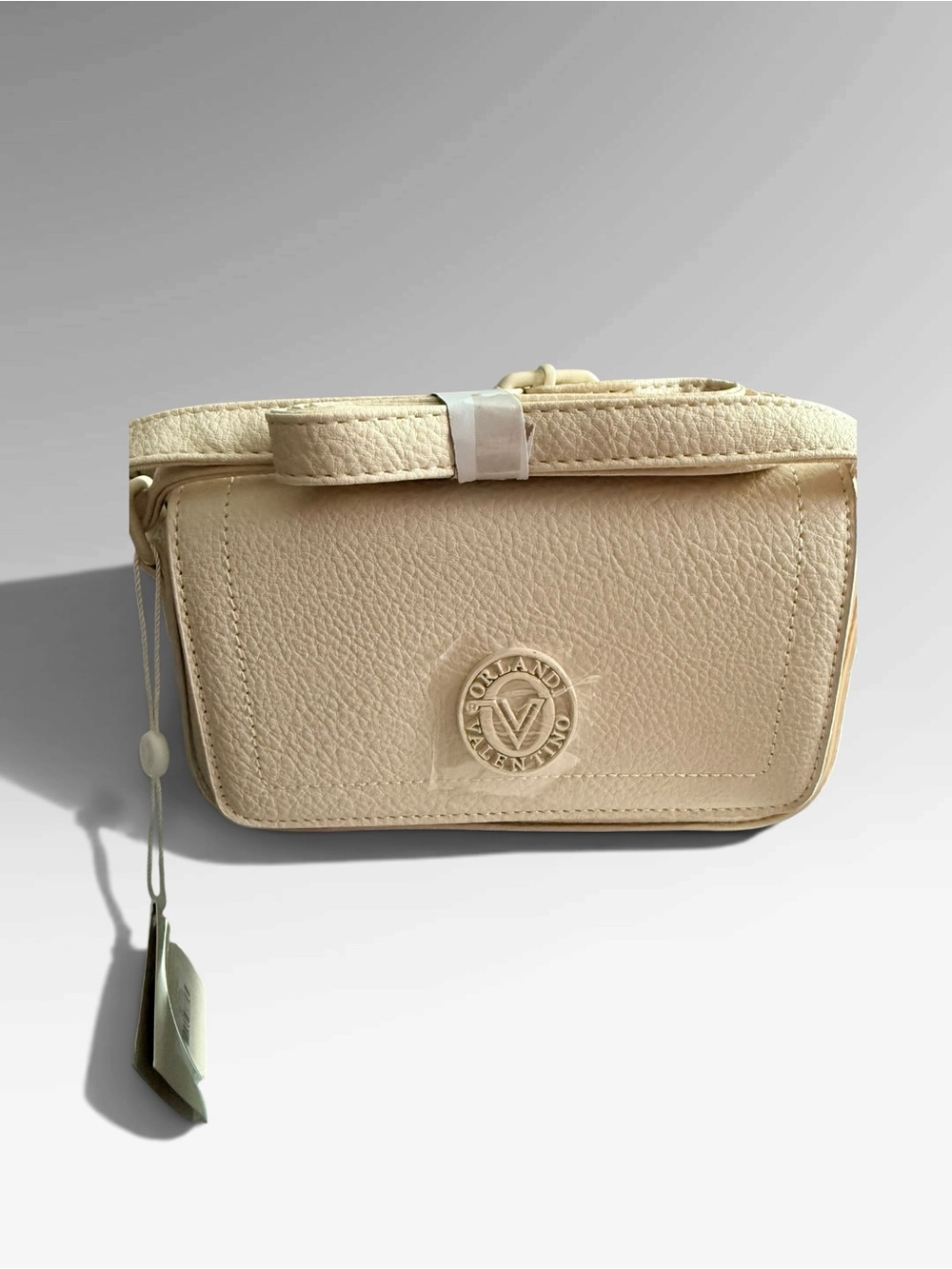 Valentino Orlandi Cream Pebbled Leather Crossbody Bag